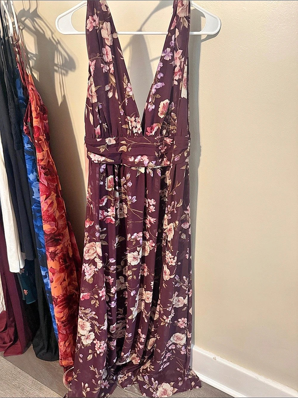Lulus Floral Maxi Dress in Purple & Pink
